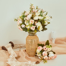 10 Knospen Künstlich Kamelie Bukett Kunst Seide Falsche Blumen Heim Florist Deko