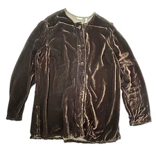 Kleen Velvet Three Button Jacket Women Large Brown Long Sleeve Silk Blend