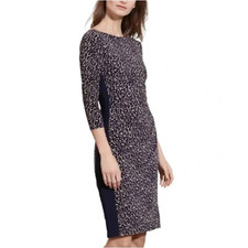 Lauren Ralph Lauren Dress women 10 Bodycon side Ruched Animal Print Navy Stretch