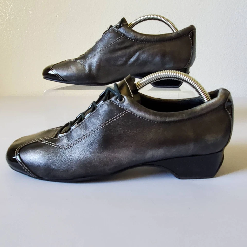 Ros Hommerson Mujer 7N Oxfords Peltre Negro Metálico Charol Tacón Bajo Foto 4 de 4