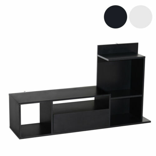 HOMCOM Meuble TV Avec Banc Et Étagère Murale Contemporain 153,6 Cm - Noir