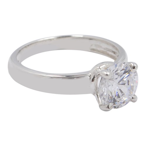 925 Sterling Silver 2.40Ct D/VVS1 Round Shape Solitaire Women's Engagement Ring - Picture 4 of 8