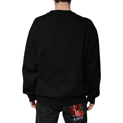 DOLCE & GABBANA Sweater Black Cotton DG Crew Neck Pullover IT52