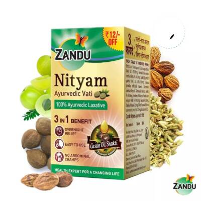 Zandu Ayurvedic Nityam Tablets (60 Tabs) for Constipation, Useful in Gas,Acidity