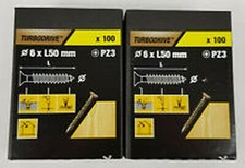 TurboDrive PZ3 Steel Wood Screws 6 X L50mm Premium Zinc Plated Pack Of 100