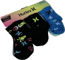 Hurley Baby 6 Pk Multicolor Ankle Polyester Knit Cushion Logo Sock Set 6-12 MO