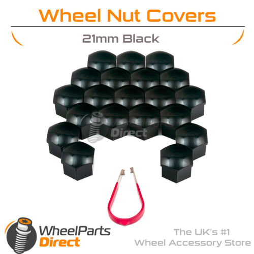 Black Wheel Nut Bolt Covers 21mm GEN2 For Proton Putra M21 96-04 - Picture 1 of 1