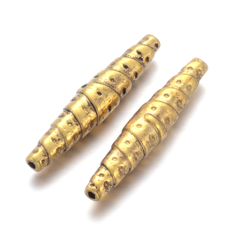 20pcs Tibetan Alloy Bumpy Column Metal Beads Antique Gold Loose Spacers 25x5mm - Image 2 of 2