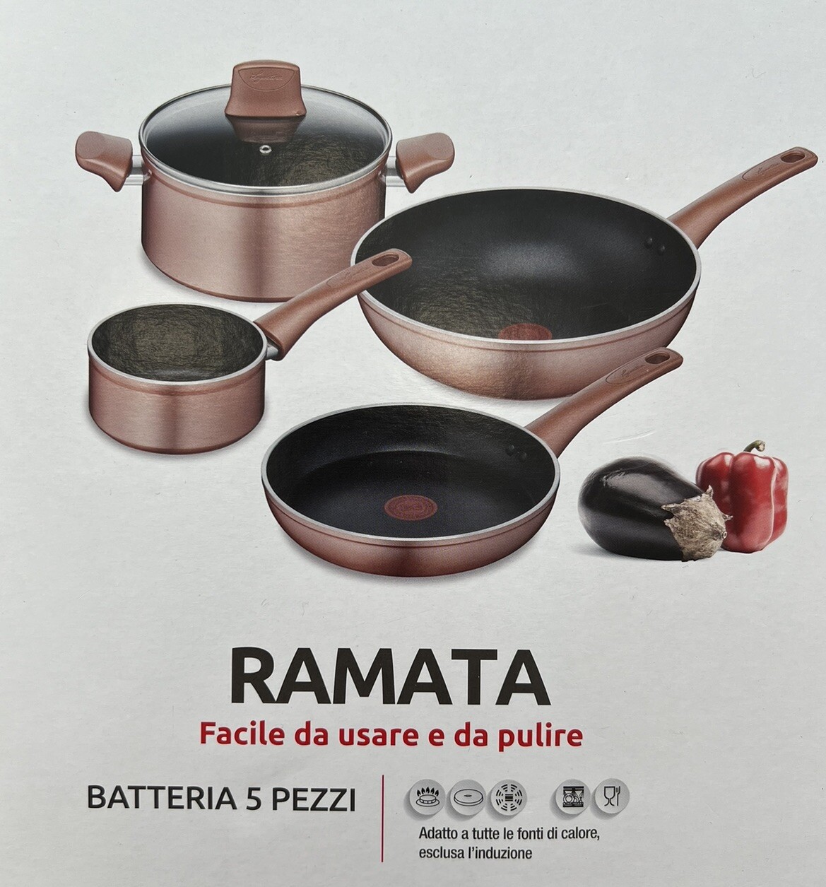 Lagostina Ramata Set di Pentole e Padelle Antiaderenti in Alluminio