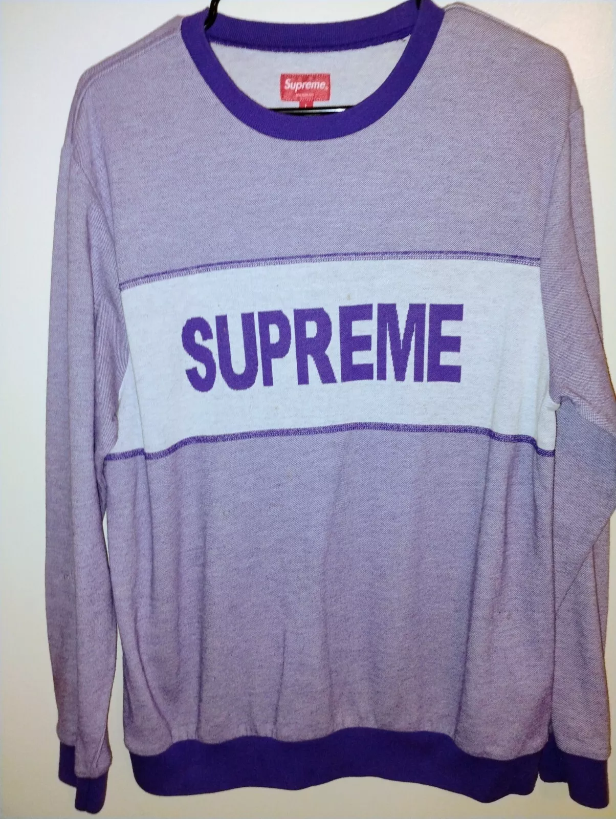 Sweat shirt homme Supreme New York International Sportswear lavande grand logo !