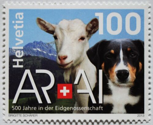 Schweiz 2013 500 Years of Swiss Confederation Postfrisch MNH Dog Goat Nature - Bild 1 von 1