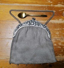 Jugendstil Theatertasche Antik Damen Handtasche 301g Kettenglieder um 1900