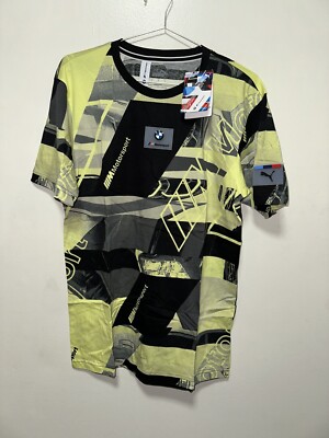 PUMA BMW M MOTORSPORT STREET T-SHIRT MENS  ALL-OVER-PRINT AOP TEE SHIRT Sz S