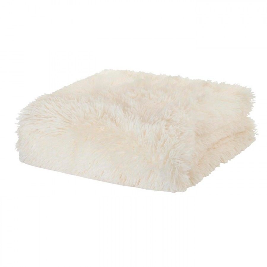 Catherine Lansfield Men's Cream Shaggy Fleece Throw - Image 10