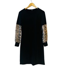 Tacera Snake Print Sleeve Sweater Dress Size Small NWT Black Multi