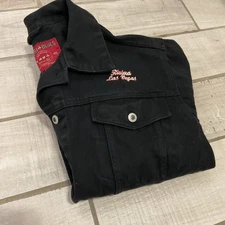 Riviera Large Las Vegas Black Denim Button Up Trucker High Roller Jacket VGT Men