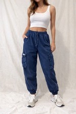 BDG Urban Outfitters Y2K Blue Cargo Pants Women M Baggy Jogger Streetwear