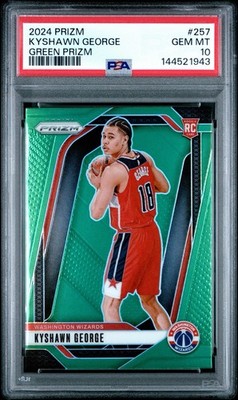 PSA 10 2024 Prizm Green Kyshawn George Rookie #257 Wizards RC POP