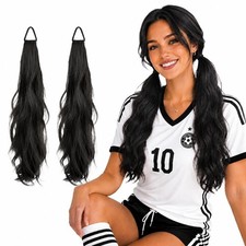 Curly Ponytail Extension with Hair Tie 2PCS 17 Inch Natural Elastic Band Wave...