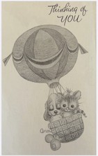 Vtg Postcard Ann Adams Art Balloon Postcard Jacksonville, FL 1970s