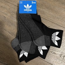 ADIDAS ANKLE SOCKS 3 Pack Men  s Large Black NWT  200 