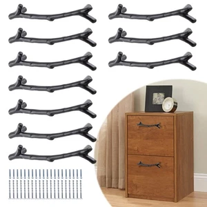 10 Pack Twig Branch Drawer Handles Black Tree Branch Cabinet Pulls 3-3/4 Inch - Picture 1 of 7