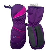 Head Kids Purple Pink Side Zipper Faux Fur Lined Winter Mittens Size XS