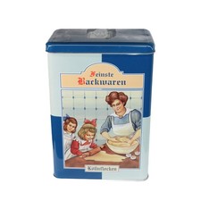 Nostalgische K&Ouml;LLN "Feinste Backwaren" Blechdose Aufbewahrung Werbung, leer