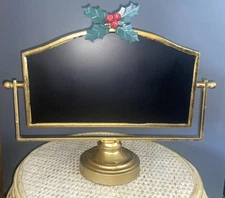 Gold Chalkboard Easel with Holly Accent For Christmas/Holidays