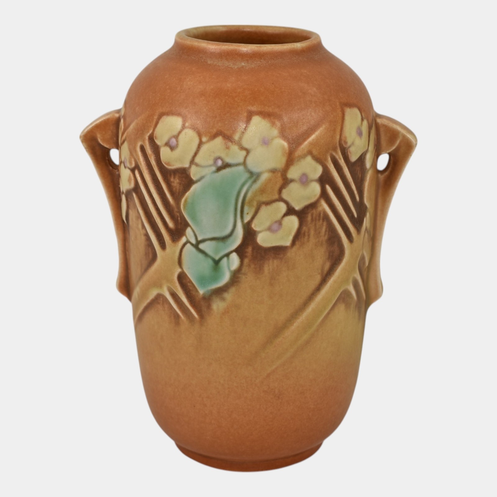 Roseville Clemana Brown 1936 Vintage Art Deco Pottery Ceramic Vase 749-6