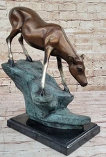 Marius Deer on Rock Bronze Sculpture Limited Edition Wildlife Decor
