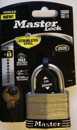 Master Lock 5SSKAD Stainless Steel Outdoor Padlock with Key, 1 Pack