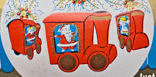 NOS Vtg SSCO Diorama Ornament Kit 3 RED Flocked TRAINS ANGELS HONG KONG MCM Xmas