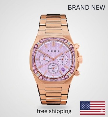Aura Chronograph 001: Rose/Lilac 40mm MSRP $255  New 