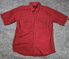 RedHead Button Outdoor Shirt Men XL Red 100% Cotton Short Sleeve Fishing