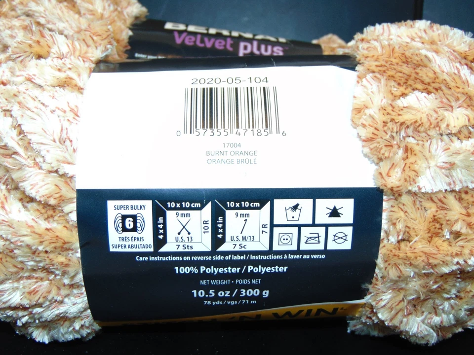 Bernat Velvet Plus Yarn  Burnt Orange 10.5 oz 78 yds New X2 - Image 3 of 3