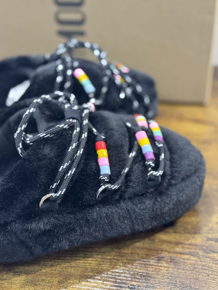 Moon Boot Mule Faux Fur Beads   Casual Icon Mountain Mule Nero 37/38 - Imagen 4 de 4