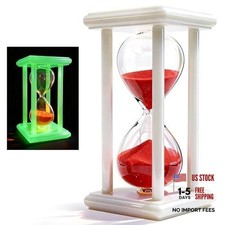 PROLOSO 30 Minutes Plastic Sand Timer Glow in the Dark Hourglass Red Sand