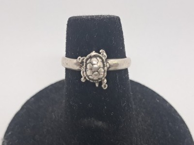 HIDING Turtle Sz 4 Stylish Genuine Plain Sterling Silver Ring Solid 925 Handmade
