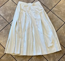 Vintage Pendleton Long Wool Beige Houndstooth Plaid Pleated Skirt Women 12 H