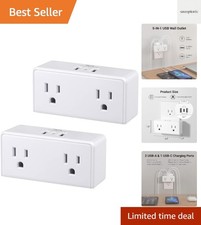2-Outlet Wall Tap with 3 USB Ports1 USB-C, Multi Plug Outlet Extender USB Wal...