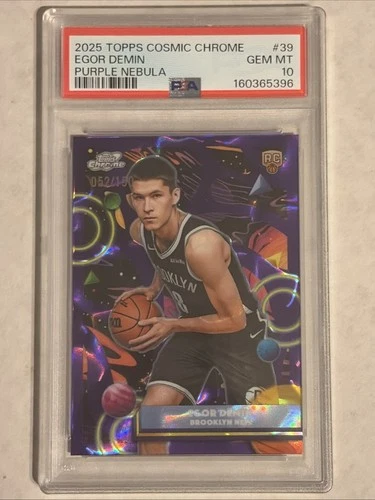2025-26 Topps Chrome Cosmic Egor Demin #39 RC Brooklyn Nets Purple /150 PSA 10