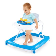Foldable Baby Walker with 3 Adjustable Heights Comfy Padded Seat Music Tray