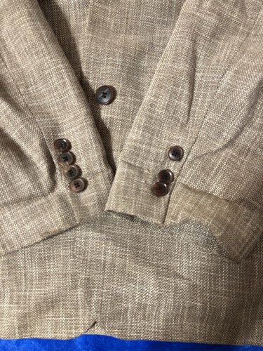 HUGO BOSS Mens 40R Pasini Beige Khaki Linen Wool Hopsack 2 Button Blazer Preppy - Picture 9 of 15