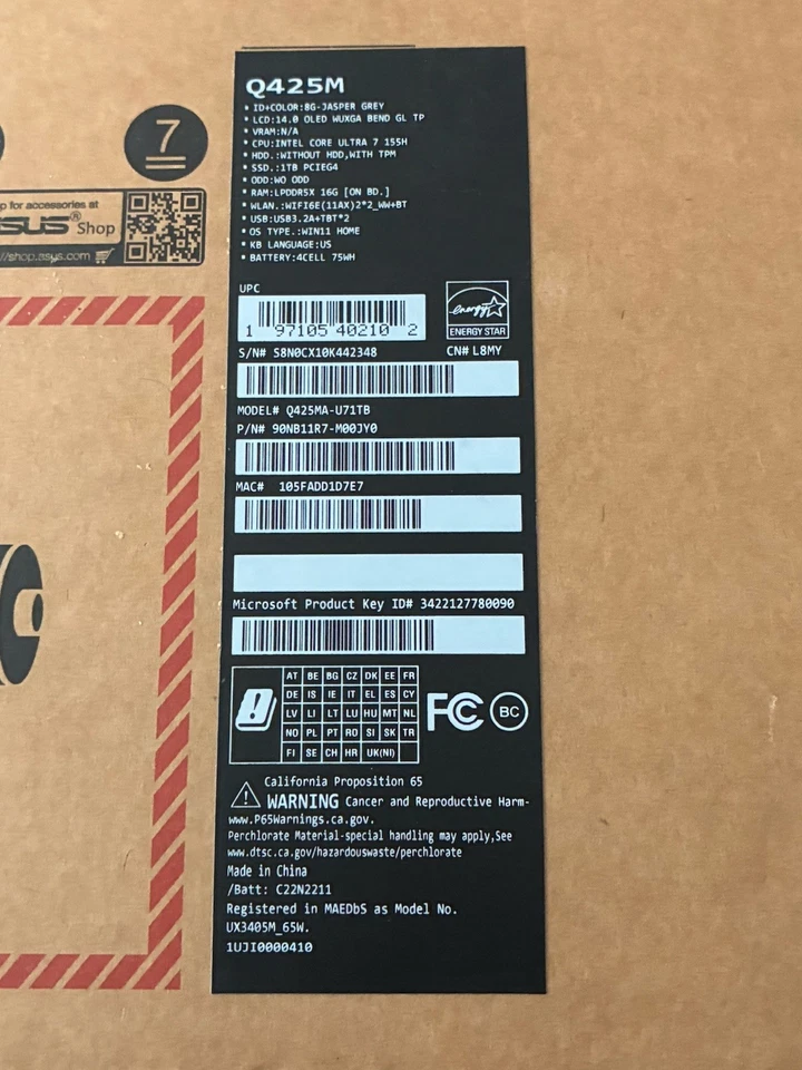 ASUS Zenbook 14 Q425M 14” OLED Touchscreen WUXGA Ultra 7 155H 16GB RAM 1TB SSD - Image 3 of 4