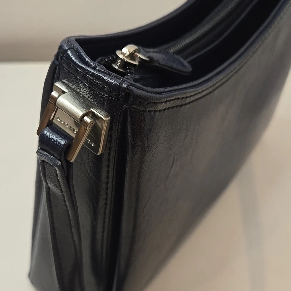 Bolso de Hombro Liz Claiborne Y2K Vintage Azul Imitación Cuero Pequeño Clásico Cartera Foto 3 de 4