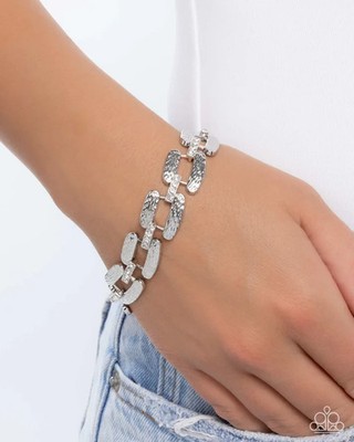 ~ Paparazzi ~ Demanding More ~ White ~ Silver ~ Bracelet ~