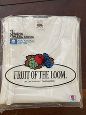 NOS VTG 1980s Fruit Loom Ribbed Athletic Tank Shirts USA Cotton 3 Pack XL