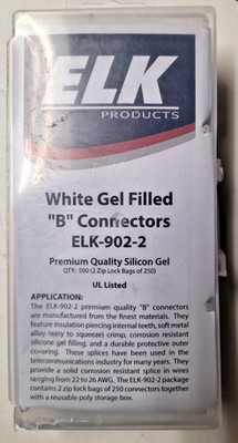 500 Pack Elk Products White Gel Filled B Connectors ELK-902-2