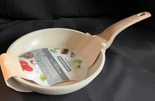 Natural Elements Woodstone 8" New With Tags  Nonstick Skillet Frying Pan Beige. 